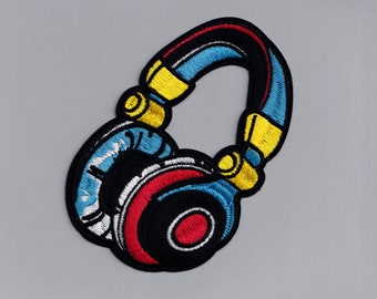 Large Embroidered DJ Headphones Patch iron-on EDM Music Patch Applique