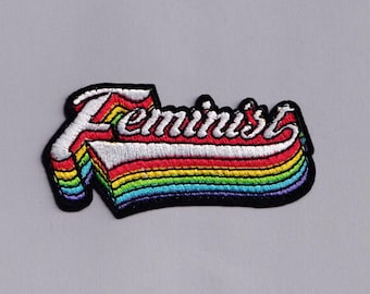 Parche feminista arcoíris termoadhesivo bordado, aplique feminista