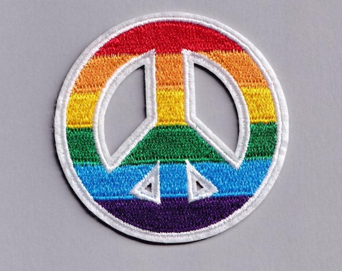 Peace Symbol CND Rainbow Flag Patch Iron-on Embroidered Gay Pride LGBT Applique Patches