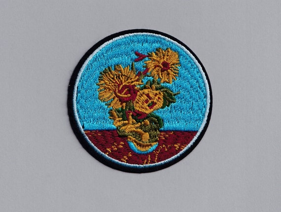 Embroidered Vincent Van Gogh Sunflowers Patch Iron-On Fine Art Impressionist Applique