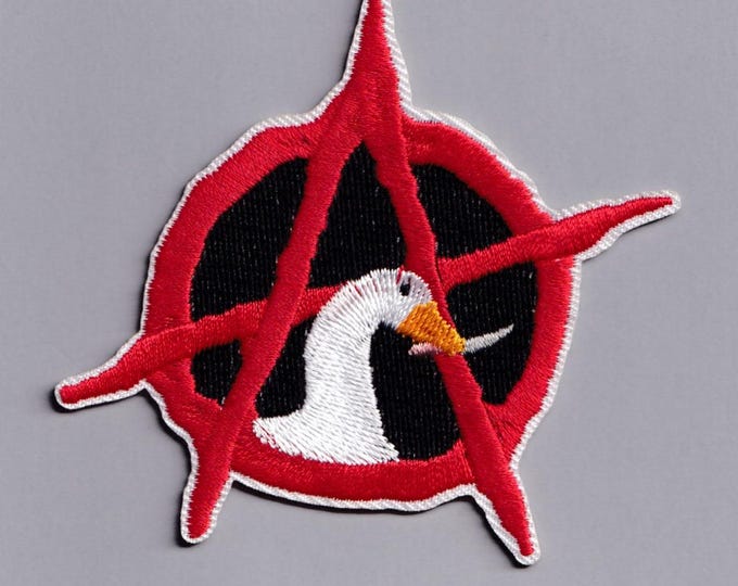 Anarchist Duck Patch Iron on Embroidered Circle A Anarchy Patch Applique