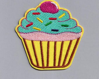 Yellow Sprinkles Cupcake Patch Iron-on Embroidered Cupcake Cake Patches