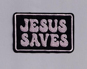 Jesus Saves Patch Iron-on Embroidered Christianity Applique Jesus Patches