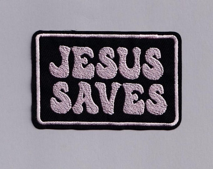 Jesus Saves Patch Iron-on Embroidered Christianity Applique Jesus Patches