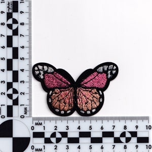 Embroidered Light Pink Baby Pink Butterfly Patch Iron-On Insect Applique for Clothing image 3