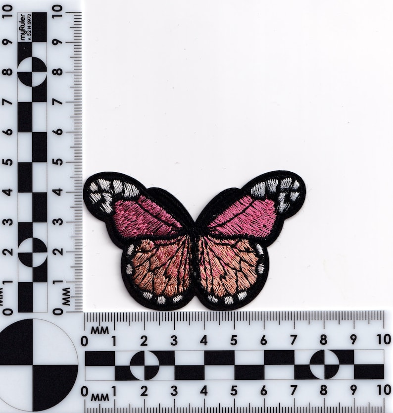 Embroidered Light Pink Baby Pink Butterfly Patch Iron-On Insect Applique for Clothing image 3
