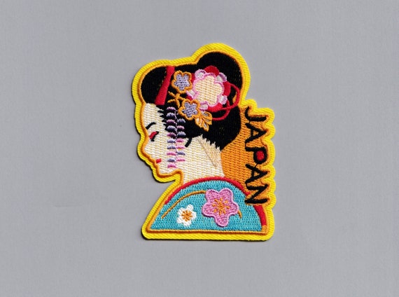 Embroidered Iron-on Japan Geisha Girl Patch Applique Travel Patch Backpacking Japanese