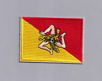 Sicily Flag Patch Iron-on Embroidered Sicily Travel Applique Patches Italy