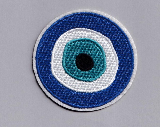 Blue Turkish Evil Eye Patch Embroidered Iron-on Nazar Eye Patches