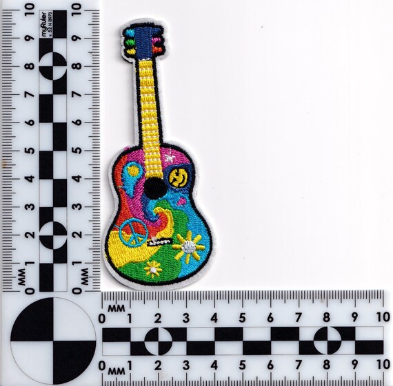 Toppa Termoadesiva A Forma Di Chitarra Hippie - 14 Cm - Da Stirare O Cucire - 3