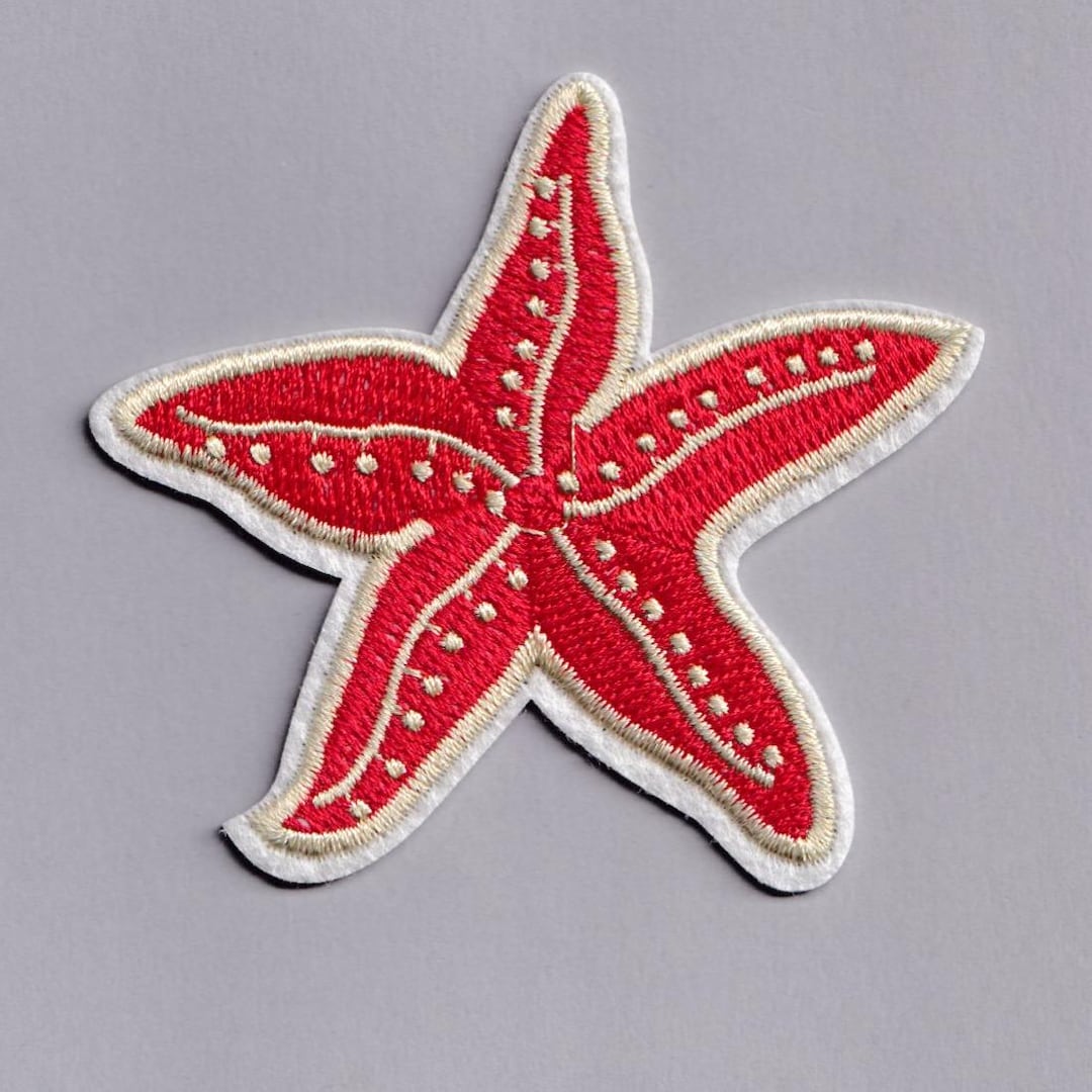 Embroidered Red Starfish Patch Applique Iron-on Sea Creature Patches ...