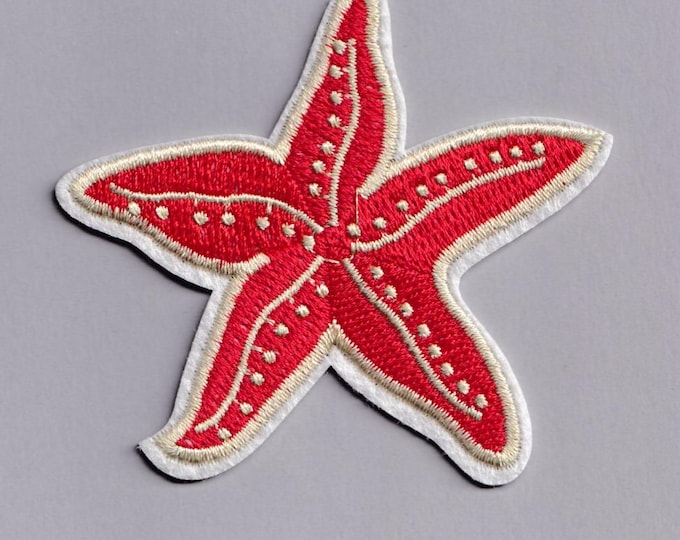 Embroidered Red Starfish Patch Applique Iron-on Sea Creature Patches
