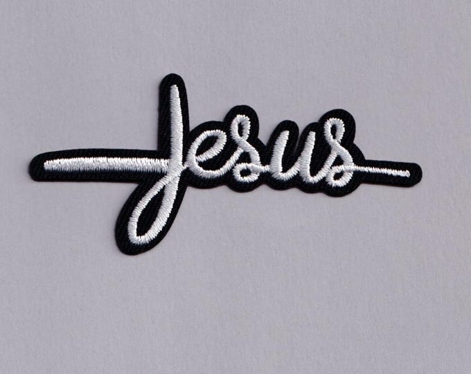 Jesus Patch Iron on Embroidered Christian Jesus Cutout Word Christianity Applique Patches