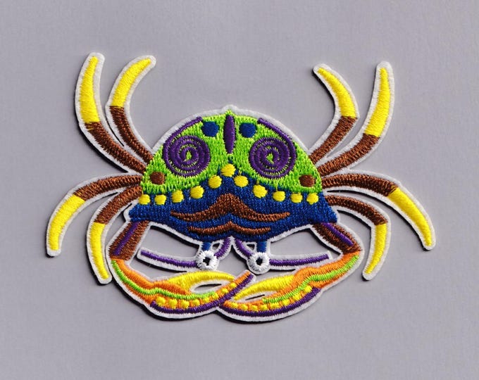 Colourful Crab Patch Iron-on Embroidered Large Tribal Crab Applique Patches