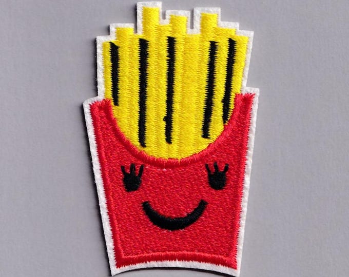 Happy French Fries Patch Embroidered Iron-on Kawaii Fries Chips Applique Patches