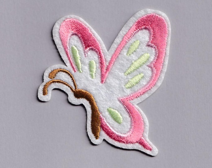 Flying Butterfly Patch Iron on Embroidered Pink Butterflies Applique Patches