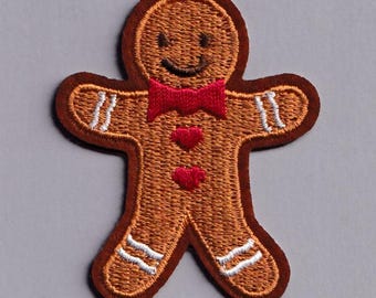 Gingerbread Man Patch Iron-on Embroidered Ginger Bread Man Applique Patches