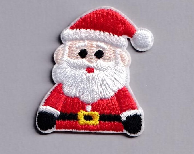 Cute Petite Santa Claus Patch Iron-on Embroidered Santa Xmas Christmas Patch