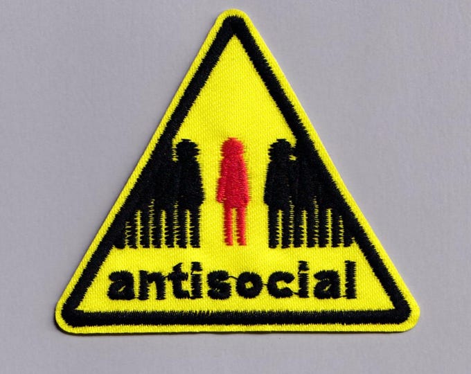 Antisocial Patch Iron-on Embroidered Anti Social Applique Patches Mental Health Introvert Patch