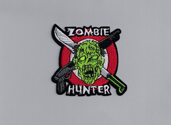 ONEKOOL Toppa Ricamata Termoadesiva Verde Fluorescente - Cacciatore Di Zombie, 90x70 Mm, Per Giacca, Borsa, Jeans