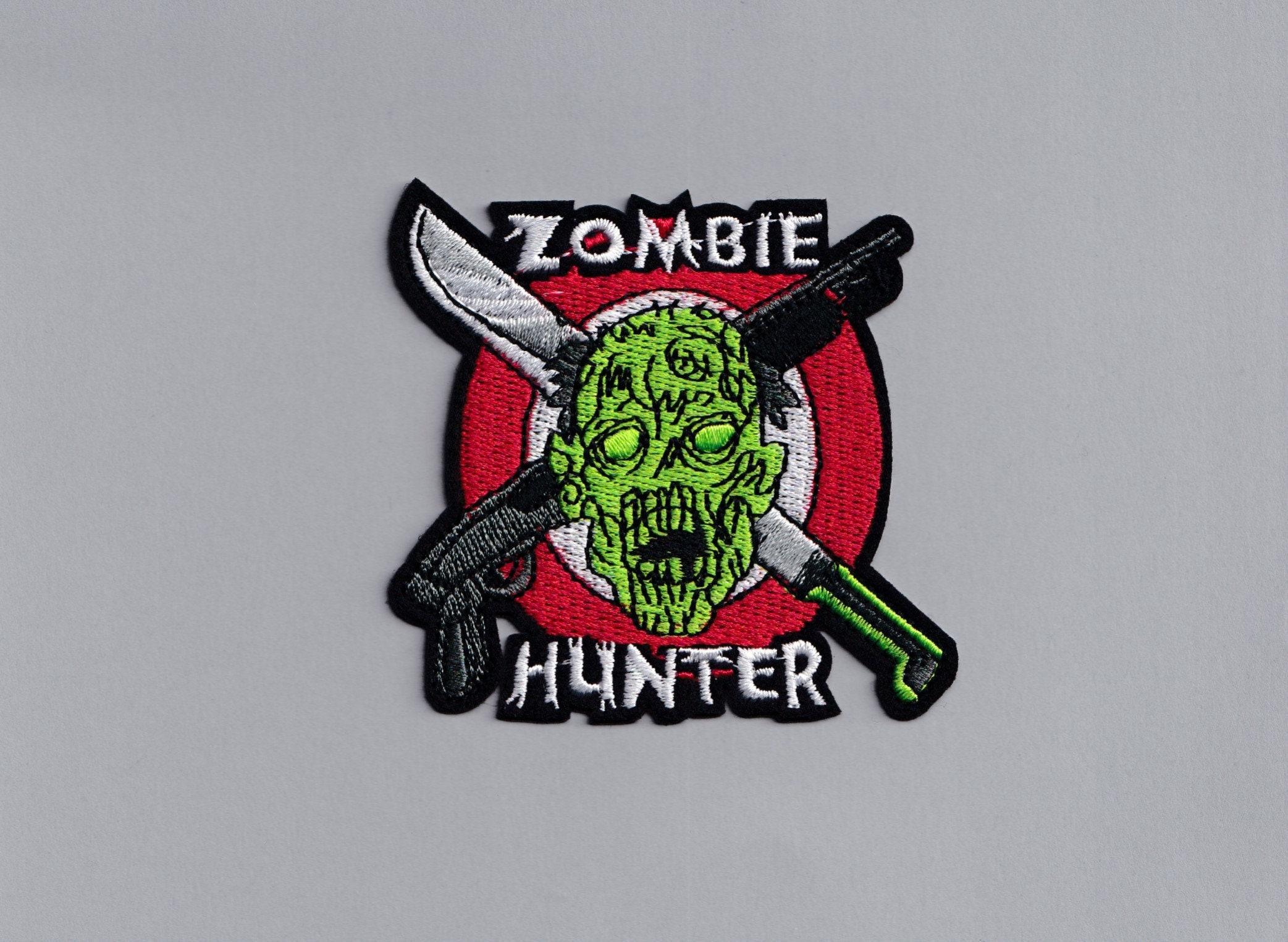 ZOMBIE AMERICAN FLAG Patch Red White Blue Embroidered Iron-on