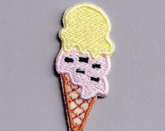Petite Ice Cream Patch Iron-on Embroidered Two Scoop Ice Cream Applique Patches