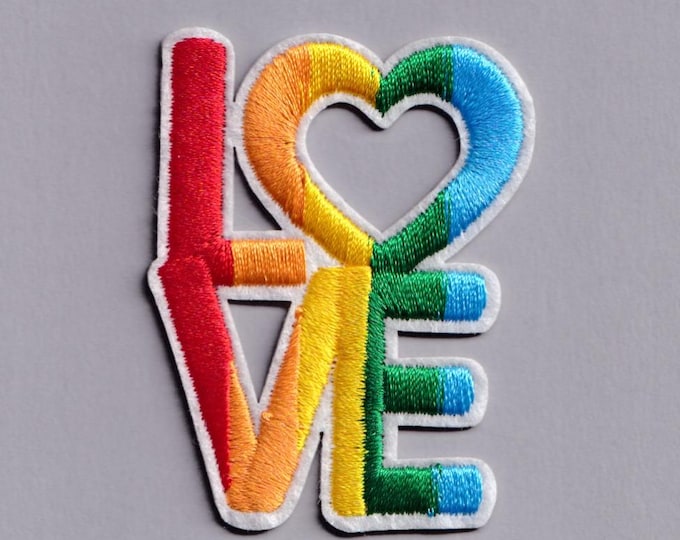 Rainbow Love Word Patch Iron-on Embroidered Rainbow Flag Applique Patches Gay LGBTQ Love Is Love