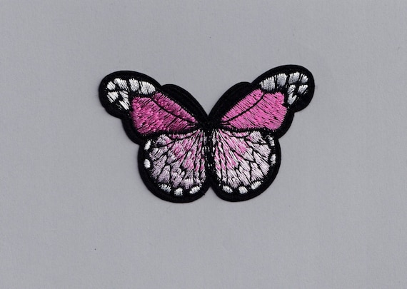 Embroidered Light Pink Baby Pink Butterfly Patch Iron-On Insect Applique for Clothing