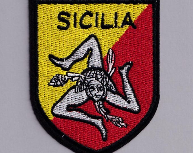 Sicily Patch Iron-on Embroidered Sicily Applique Travel Luggage Backpacking Patches Italy