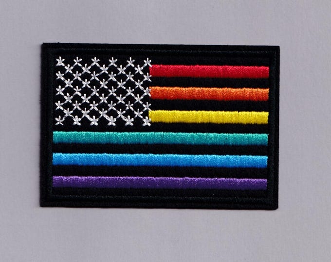Rainbow Flag Stars and Strips Patch LGBT US Flag Applique Patches Iron-on or Sew-on Gay USA