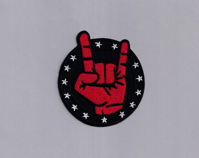 Sign of the Horn Patch Iron-on Embroidered Rock Music Patch Appliqué Heavy Metal