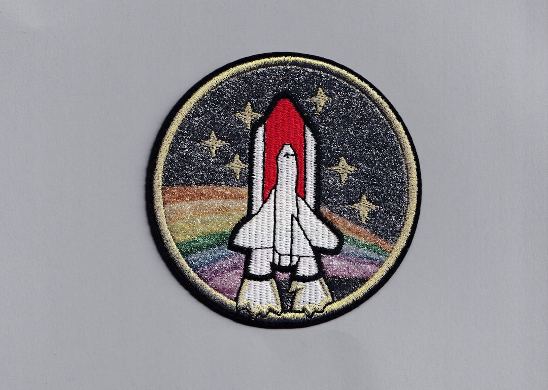 Large Glittery Space Shuttle Patch Iron-on Embroidered Space Rocket ...
