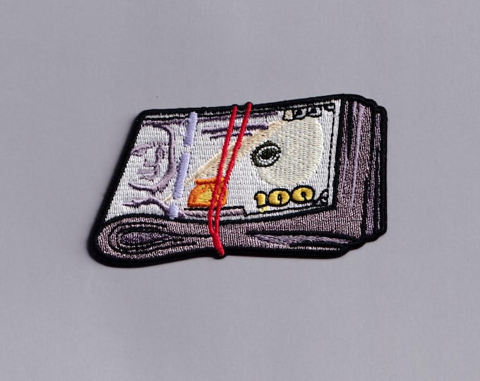 Wedge of Cash Patch Iron-on Embroidered Folded Money Dollars Applique Patches