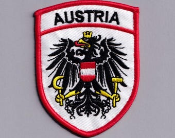 Austria Crest Patch Iron-on Embroidered Austria Travel Luggage Applique Patches