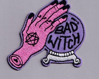 Bad Witch Crystal Ball Patch Iron-on Embroidered Witch Applique Patches