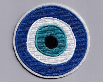 Blue Turkish Evil Eye Patch Embroidered Iron-on Nazar Eye Patches