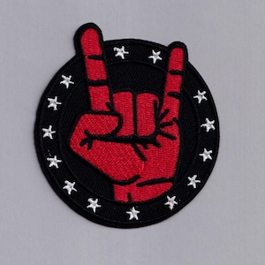 サイン・オブ・ザ・ホーンパッチ アイロン刺繍 ロックミュージックパッチ アップリケ ヘビーメタル