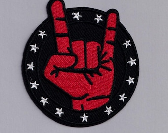 Sign of the Horn Patch Iron-on Embroidered Rock Music Patch Appliqué Heavy Metal