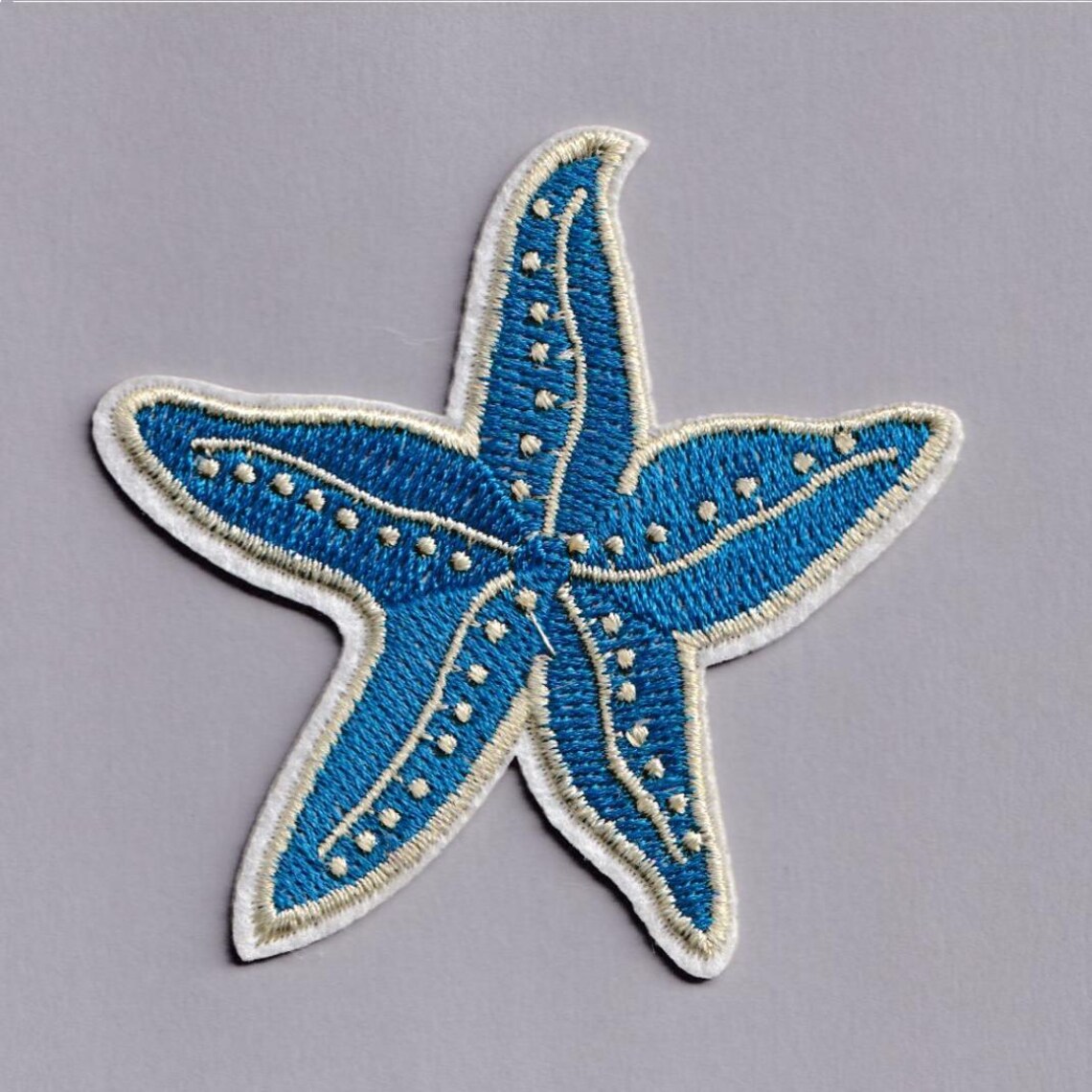 Embroidered Blue Starfish Patch Applique Iron-on Sea Creature Patches ...