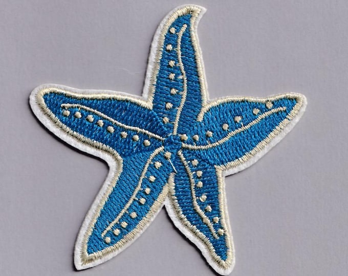 Embroidered Blue Starfish Patch Applique Iron-on Sea Creature Patches