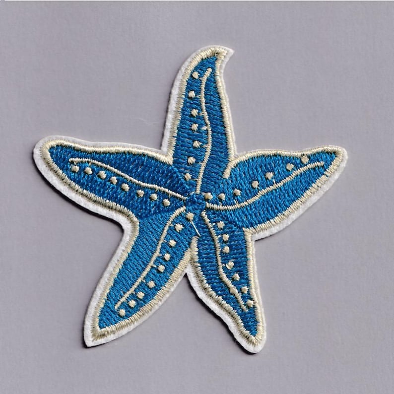 Embroidered Blue Starfish Patch Applique Iron-on Sea Creature Patches ...