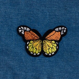 Embroidered Light Orange Butterfly Patch Iron-On Insect Applique for Clothing image 2