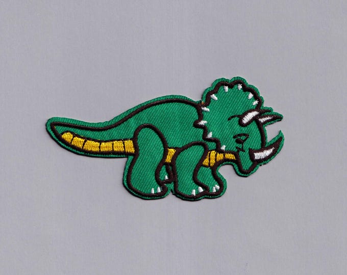 Triceratops Patch Iron-on Embroidered Kids Dinosaur Applique Patches