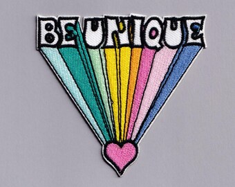 Colourful Be Unique Patch Iron-on Positive Message Applique Patches