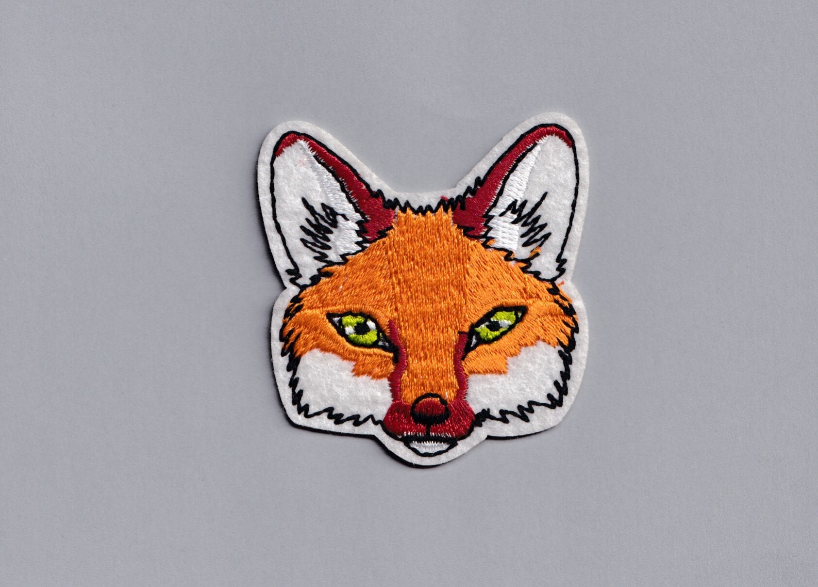 Embroidered Iron-On Fox Head Patch – 1 3/8 X 1 1/2 Inch, Single, Animal Theme
