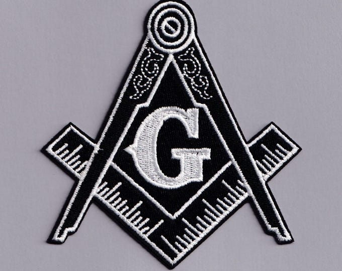 Large Masonic Square and Compass Patch Iron-on Embroidered Freemason Patches