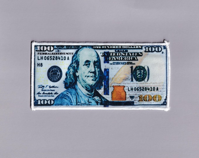 Hundred Dollar Bill Patch Iron-on Embroidered Money Cash Currency Bank Note Applique Patches