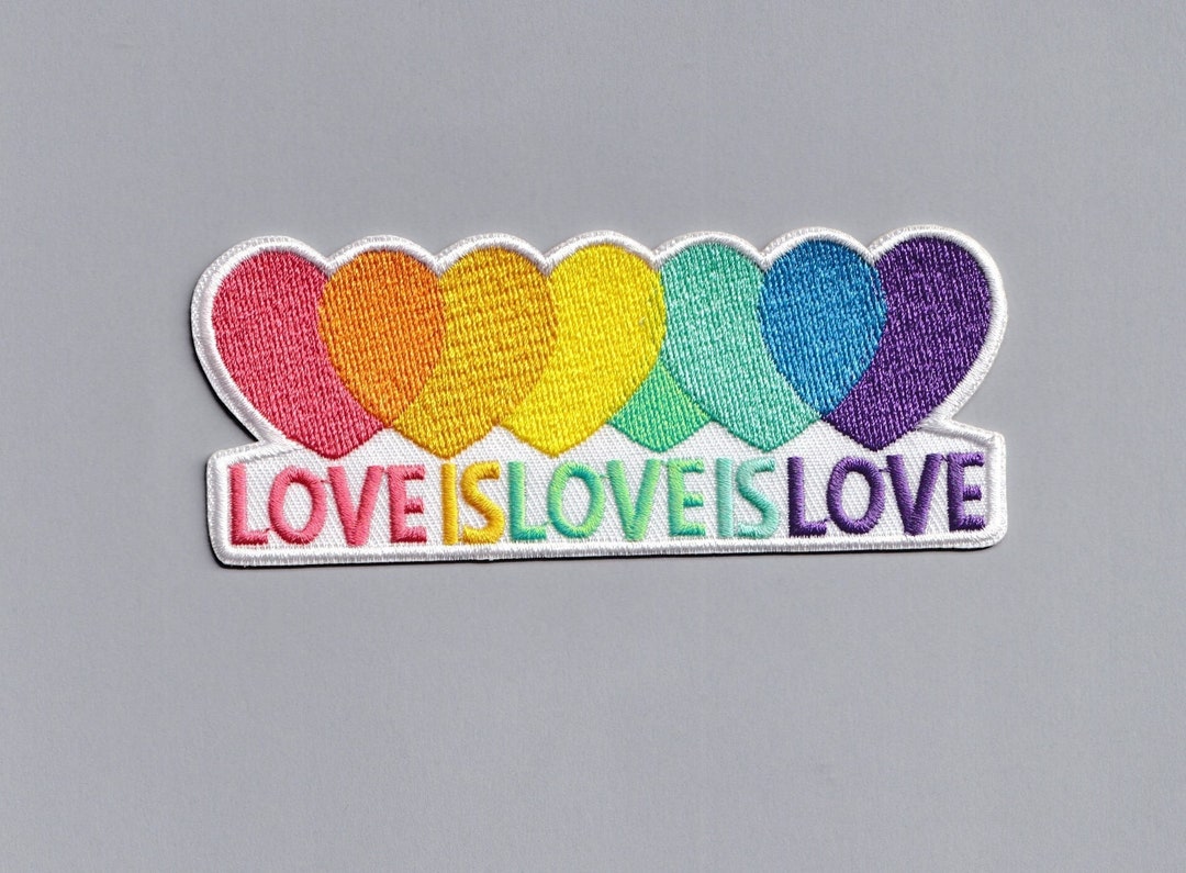 Large Love is Love is Love LGBTQ Gay Pride Patch Applique Rainbow Flag ...