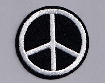 Petite Iron-on Peace Symbol Patch Embroidered Peace Sign Hippy Applique Patch