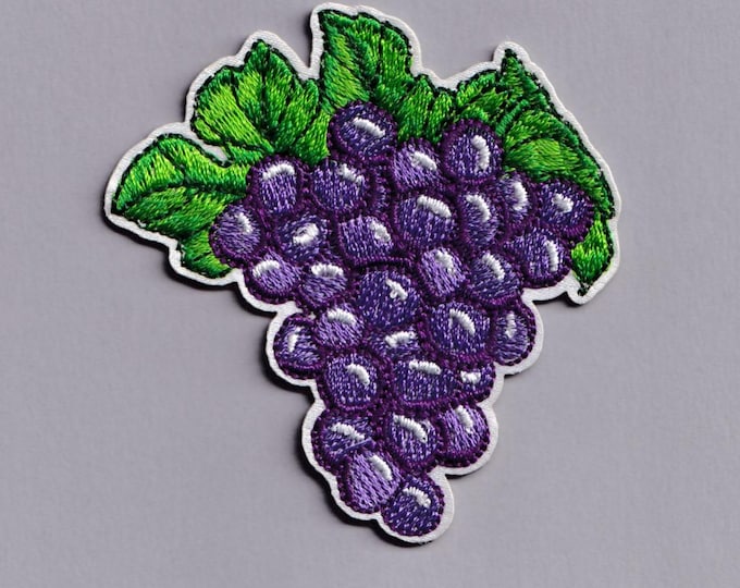 Purple Grape Patch Iron-on Embroidered Bunch of Grapes Applique Patches